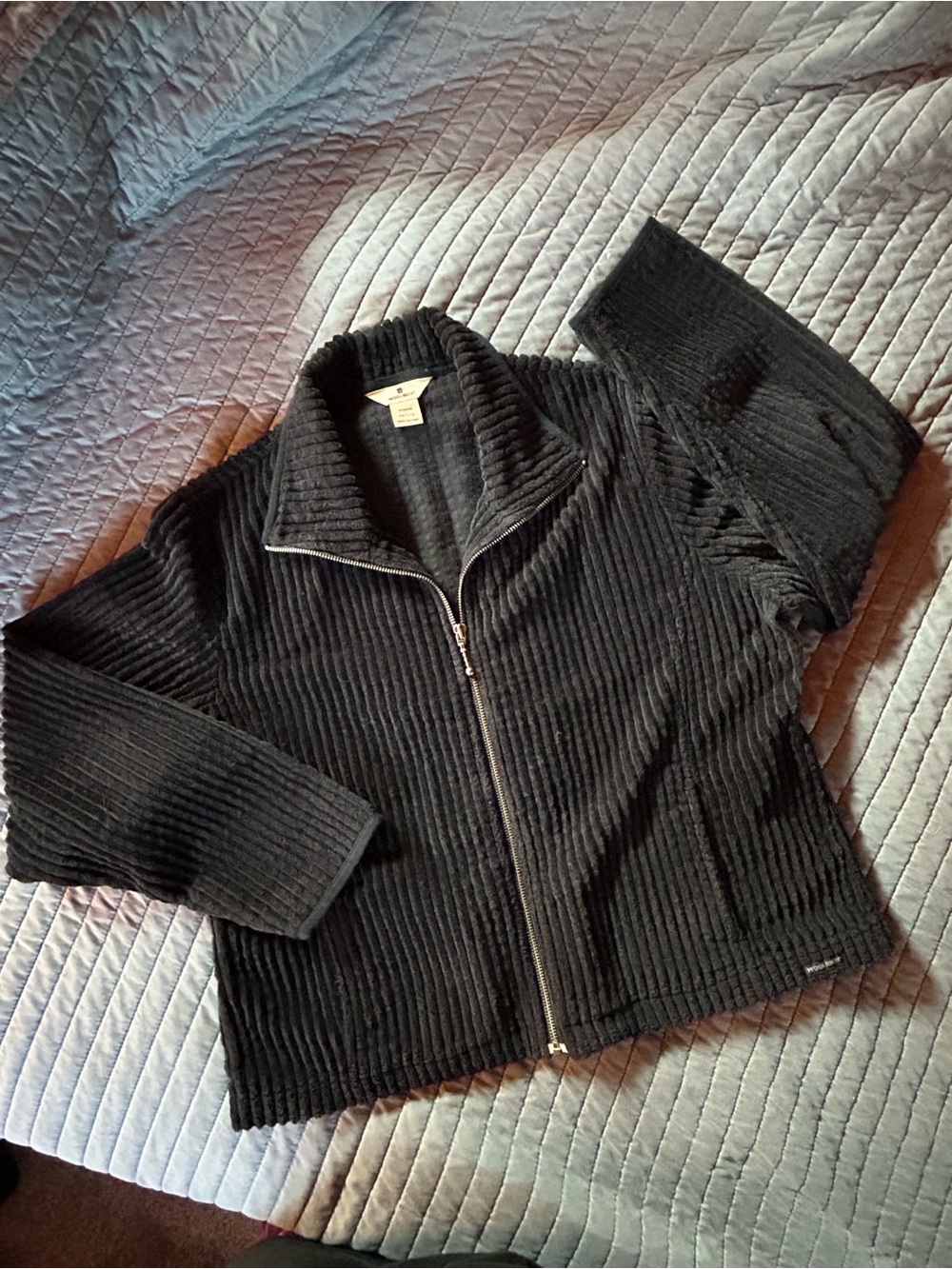 Woolrich Black Corded Teddy Jacket with Zip Front